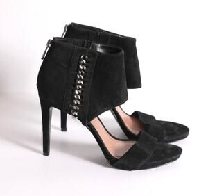 VINCE CAMUTO Black Suede Ankle Cuff Heels